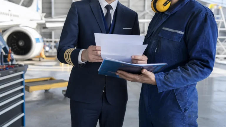 Profissionais de voo e solo em diferentes ambientes de trabalho na aviação